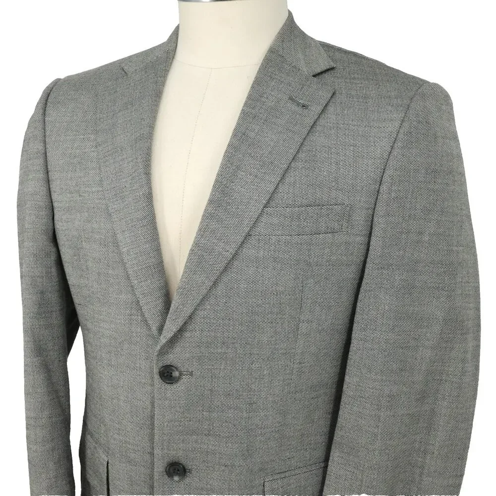 Jos A Bank Sport Coat Mens 38S Gray Silk Wool Jacket Lined Blazer Tailored Fit